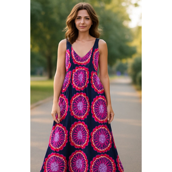 INC Maxi Dress Womens 3X Purple Medallion Print Embellished Stretch Boho Chic - Picture 1 of 12